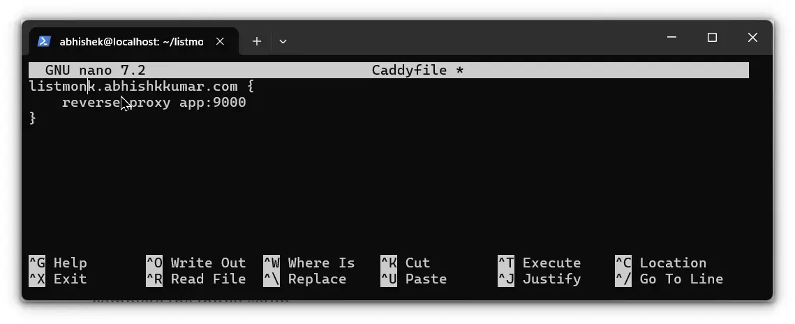 creating caddyfile