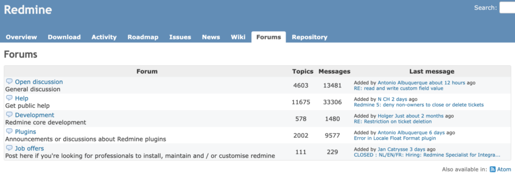 Redmine's forums