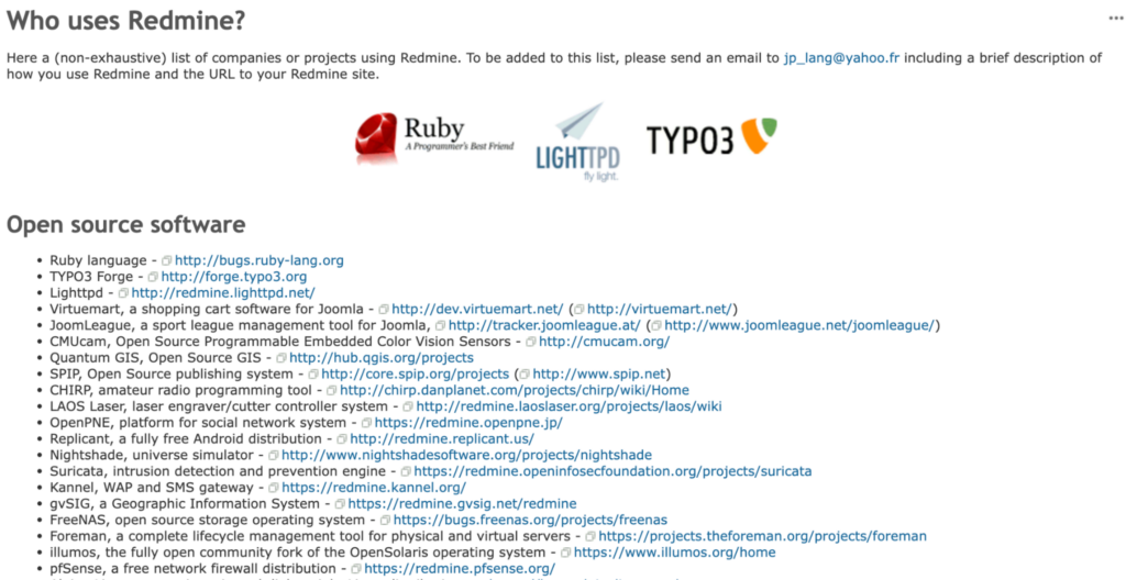 Companies using Redmine