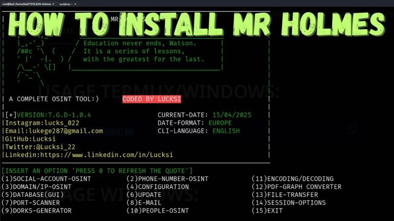 How to install mr. holmes osint – a complete osint tool 2025