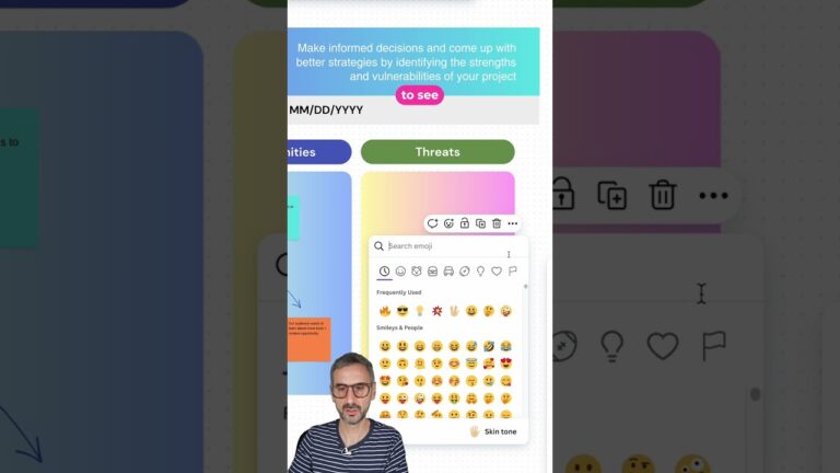 Add fun reactions to your sticky notes in canva with emojis!
