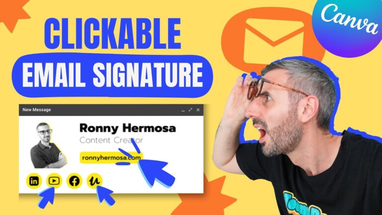 Create an email signature with canva with multiple clickable links & social media icons