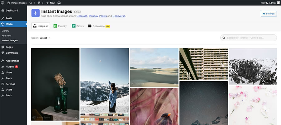 Instant Images WordPress Plugin
