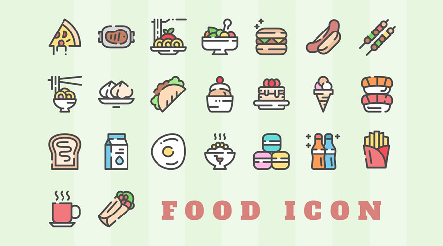 Food & Beverage Icon Set AI EPS SVG