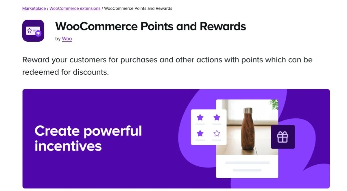 WooCommerce Points and Rewards extension page