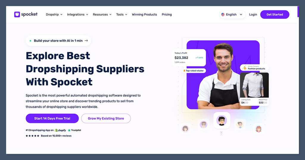 Spocket Homepage