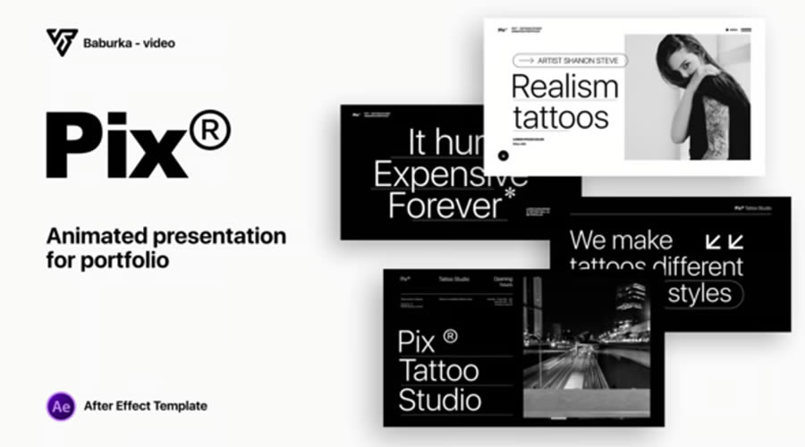 Black & White Animated Portfolio Template for After Effects