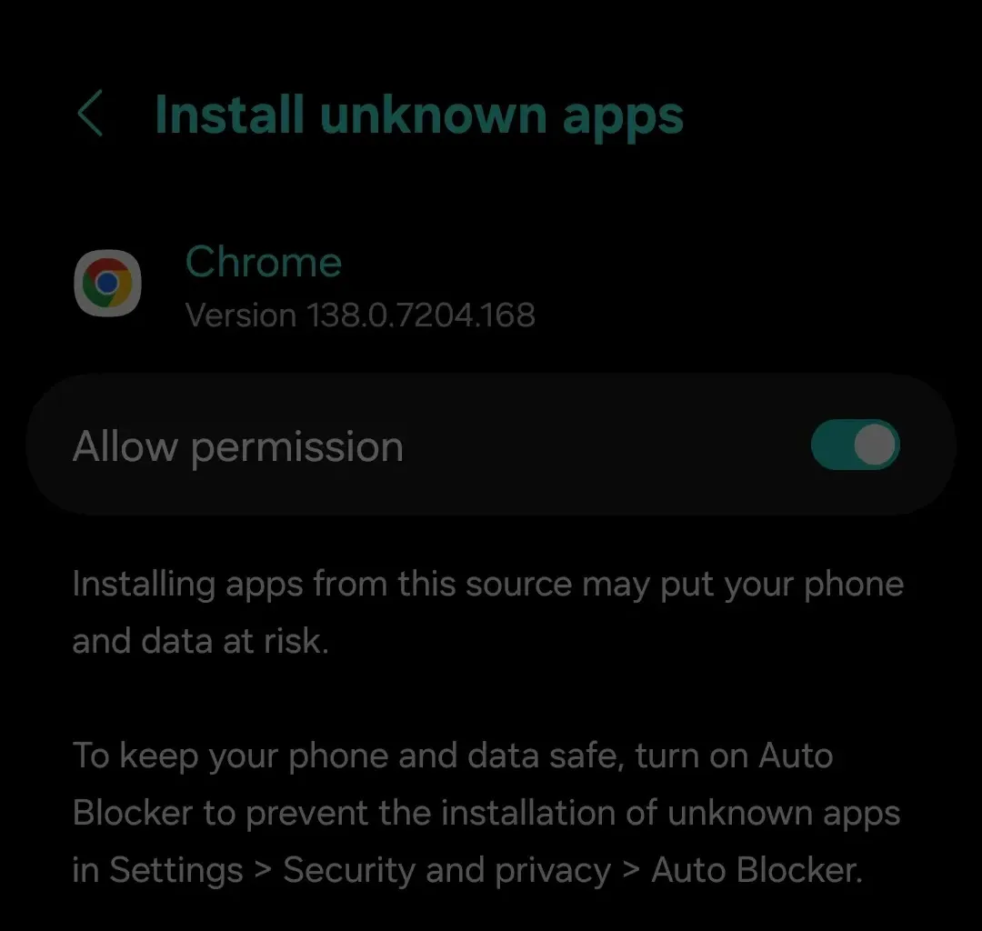 Allow APK file installation on Android