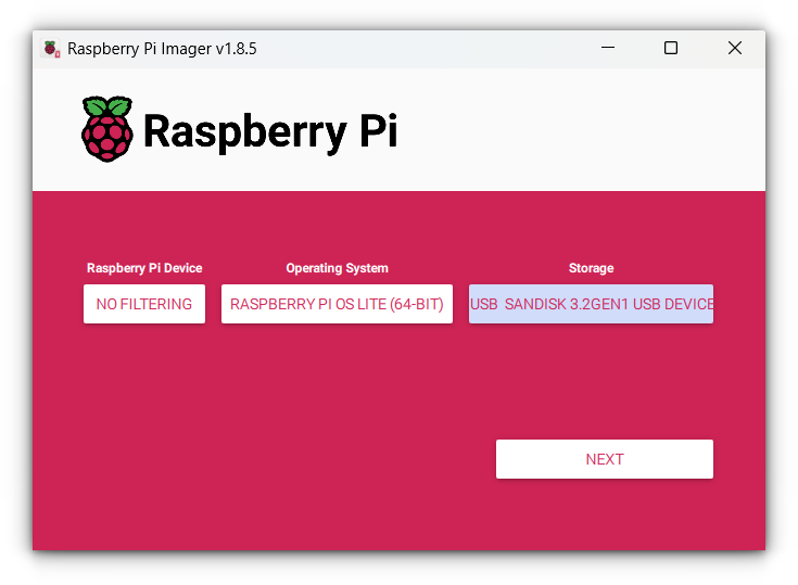 flashing raspberry pi os lite using rpi-imager tool
