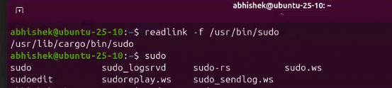 sudo-rs is softlinked to sudo