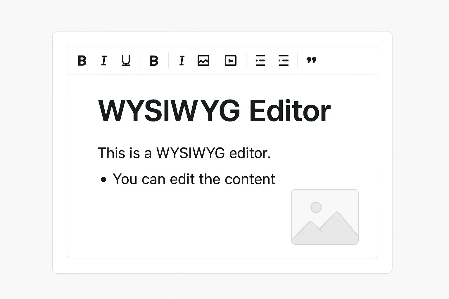 WYSIWYG editor interfaxce