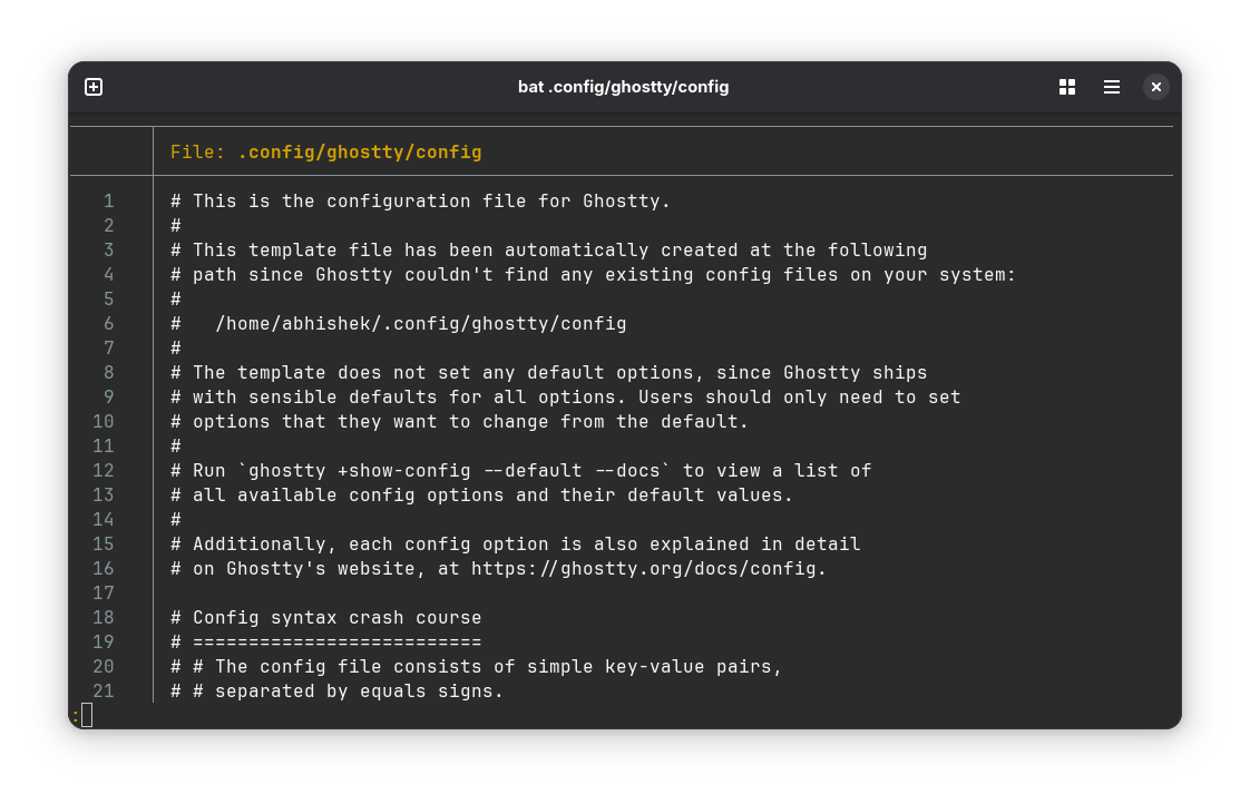 Ghostty config file