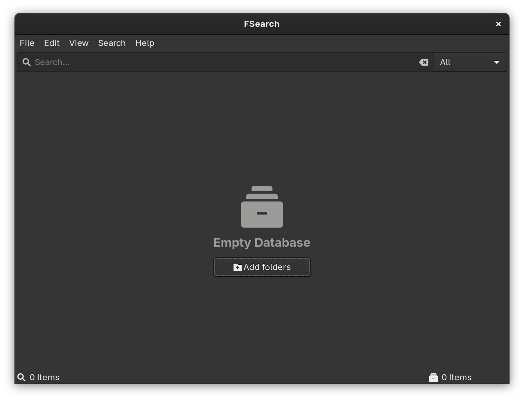 First screen of freshly installed FSearch