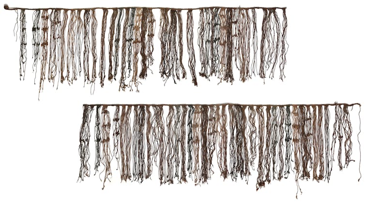 Photo of a device made from knotted string