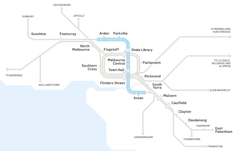 Map of the Metro Tunnel.