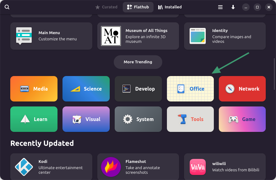 App categoories in Bazaar store.