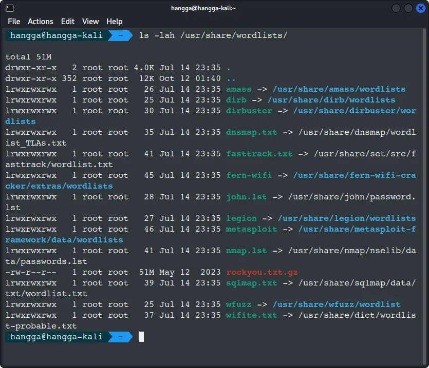 Kali Linux wordlists location
