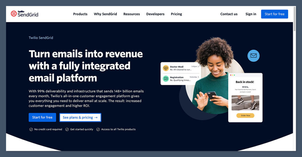 SendGrid Homepage