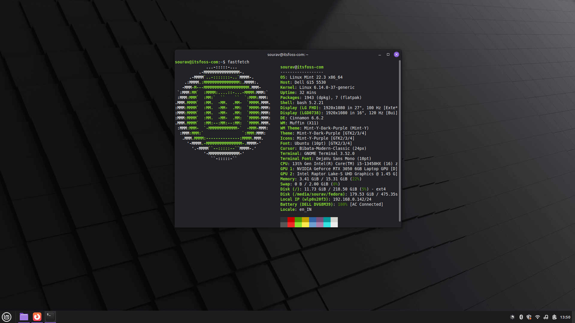 this screenshot shows a desktop view of linux mint 22.3
