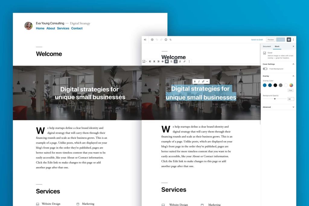 WordPress Twenty Nineteen Theme Preview